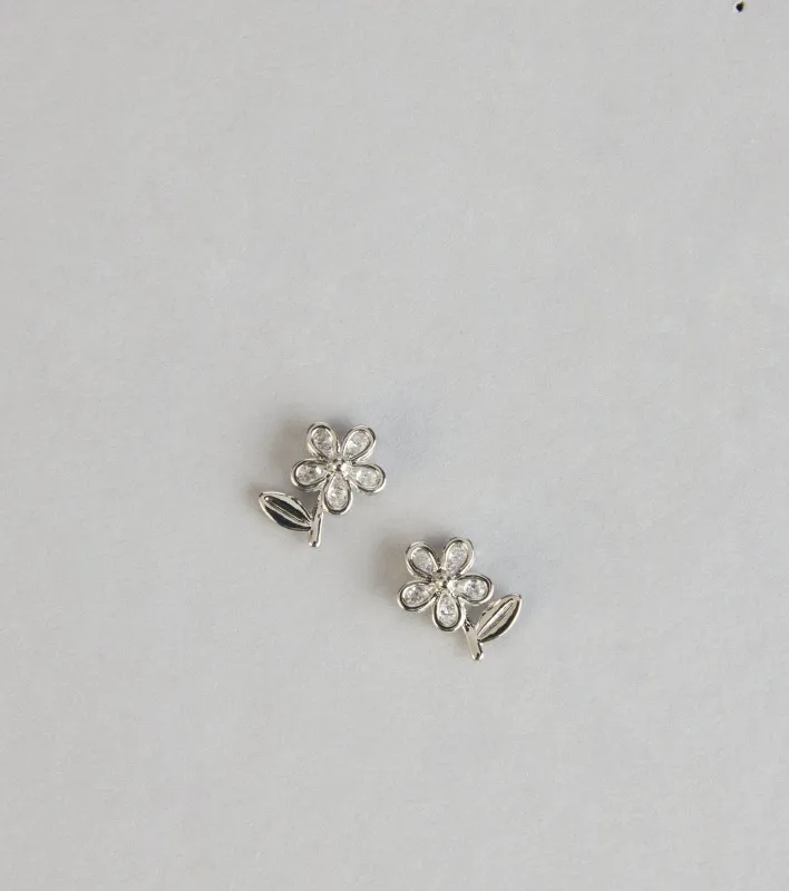 Sweet Bloom Cubic Zirconia Flower Stud Earrings sold by Windsor
