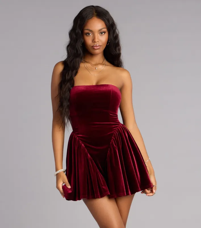 Flirty Luxe Velvet Skater Dress sold by Windsor