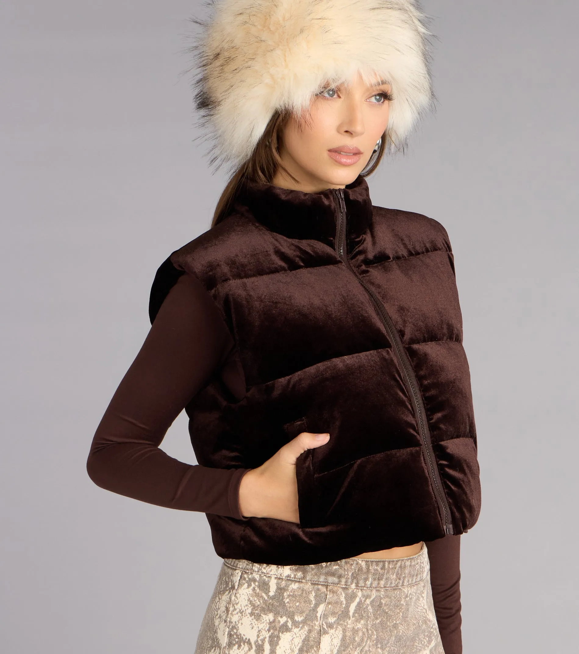 Street Plush Velvet Puffer Vest sold by Windsor product image thumbnail 4