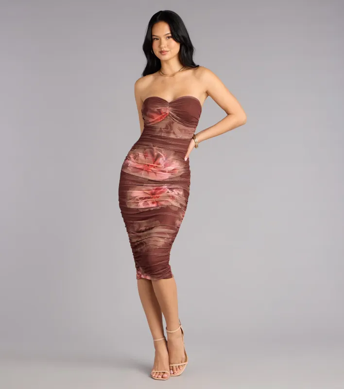 Soft Bloom Floral Mesh Midi Tube Dress sold by Windsor