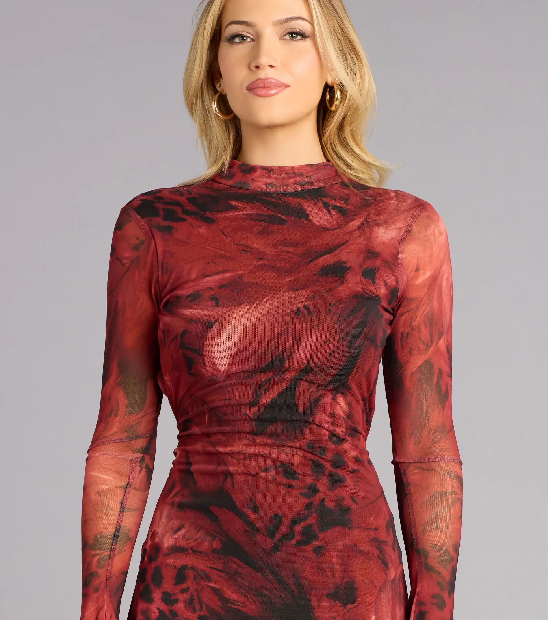 Abstract Affair Mesh Mock Neck Dress sold by Windsor product image thumbnail 4