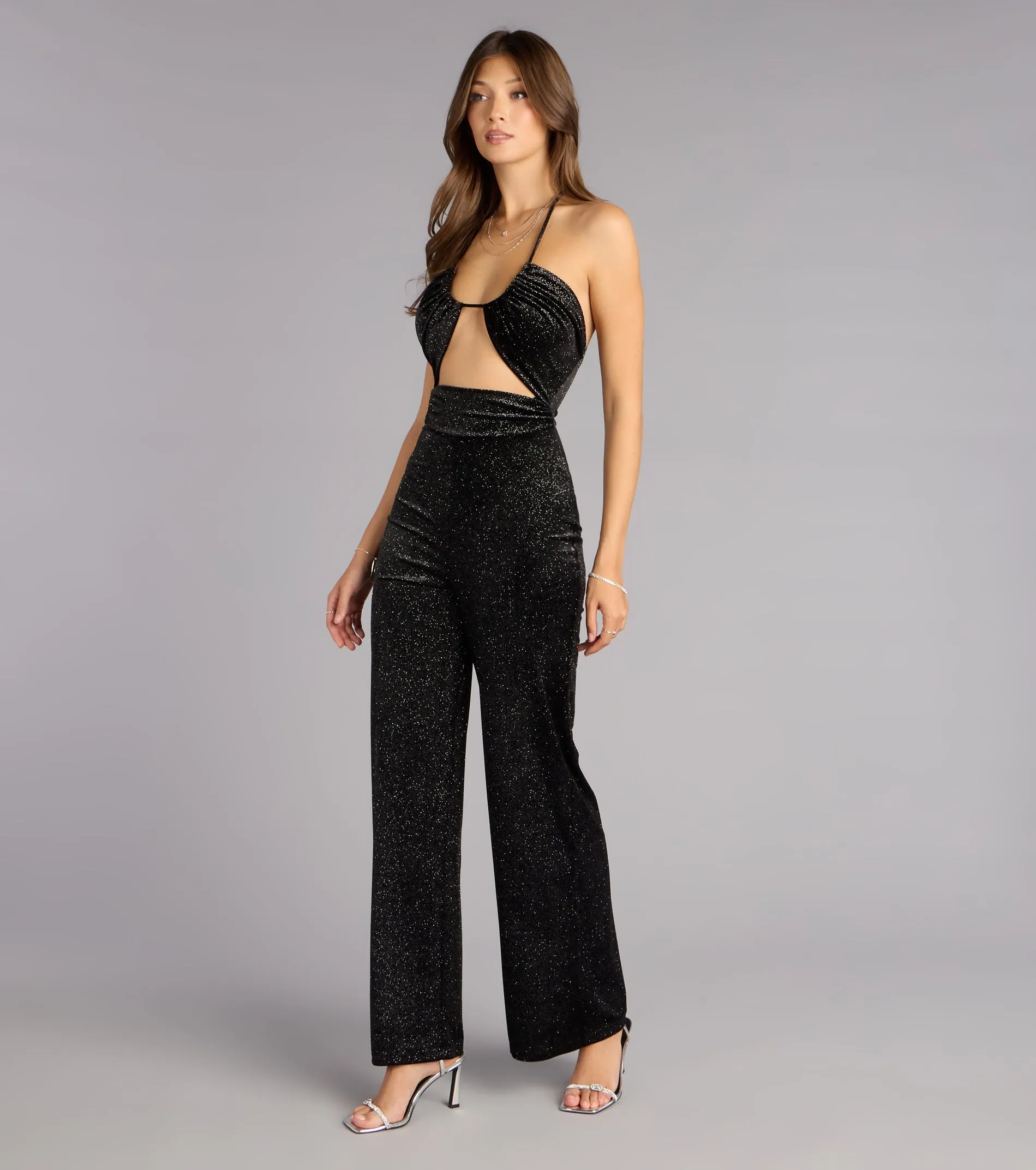 Moonlit Velvet Halter Jumpsuit sold by Windsor product image thumbnail 4
