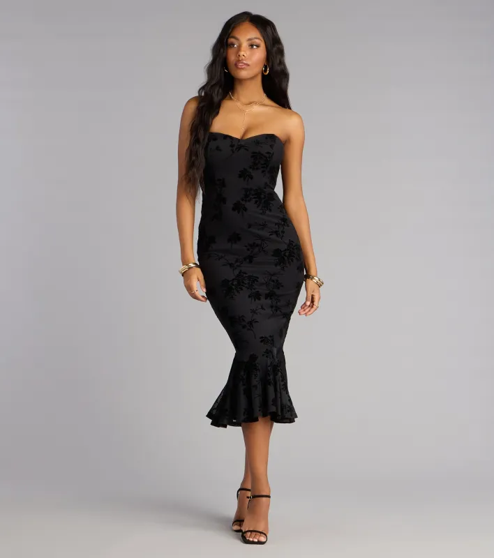 Enchanted Noir Lace Up Midi Dress sold by Windsor