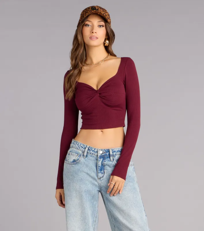 Effortless Tease Long Sleeve Crop Top sold by Windsor