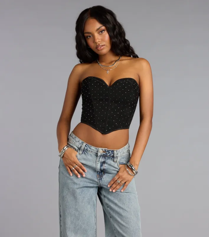 Lace Me in Luxe Rhinestone Corset Top sold by Windsor