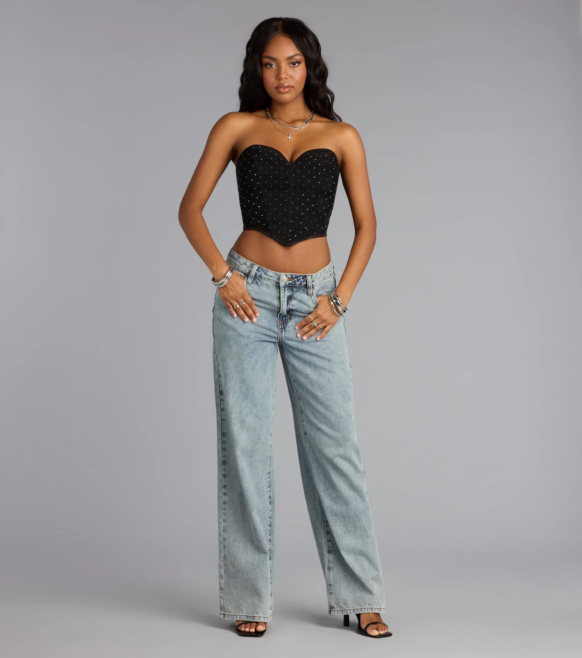 Lace Me in Luxe Rhinestone Corset Top sold by Windsor product image thumbnail 3