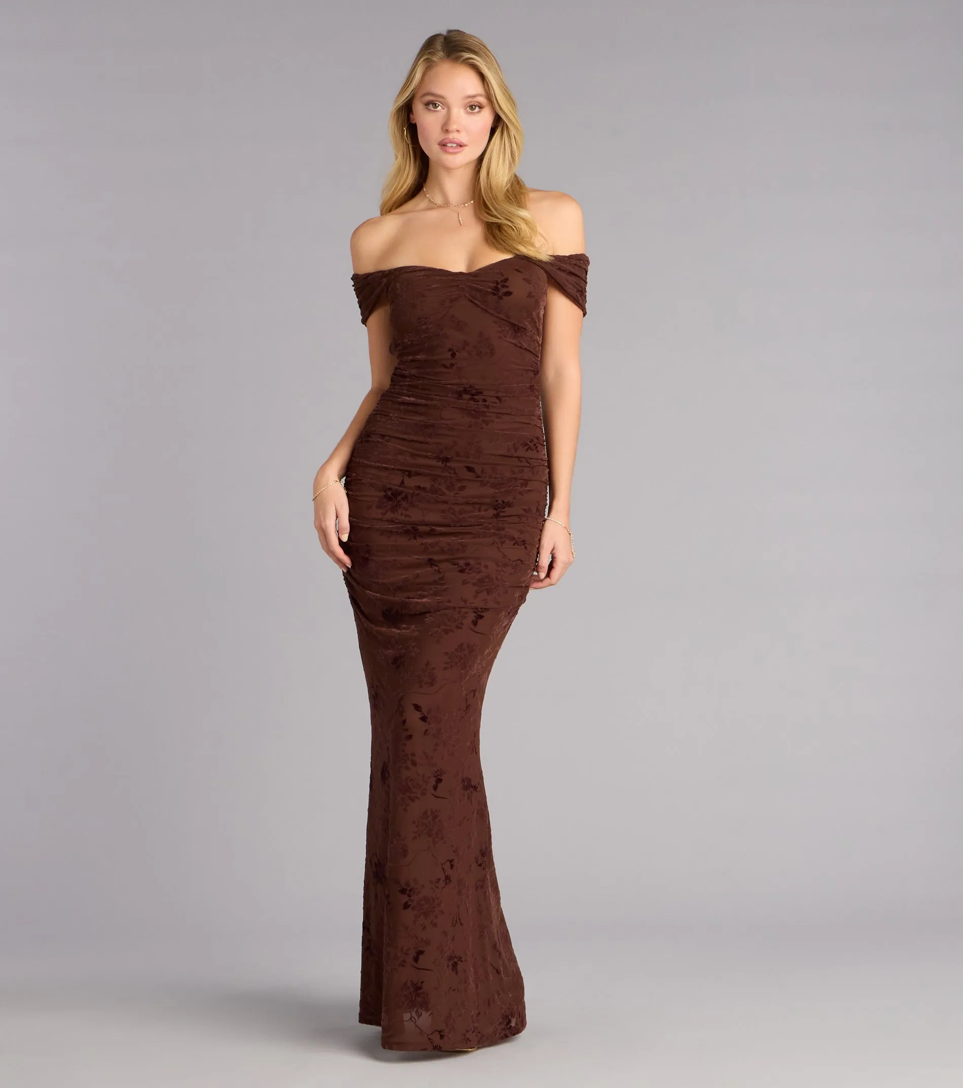 Kourt Flocked Velvet Mermaid Formal Dress sold by Windsor