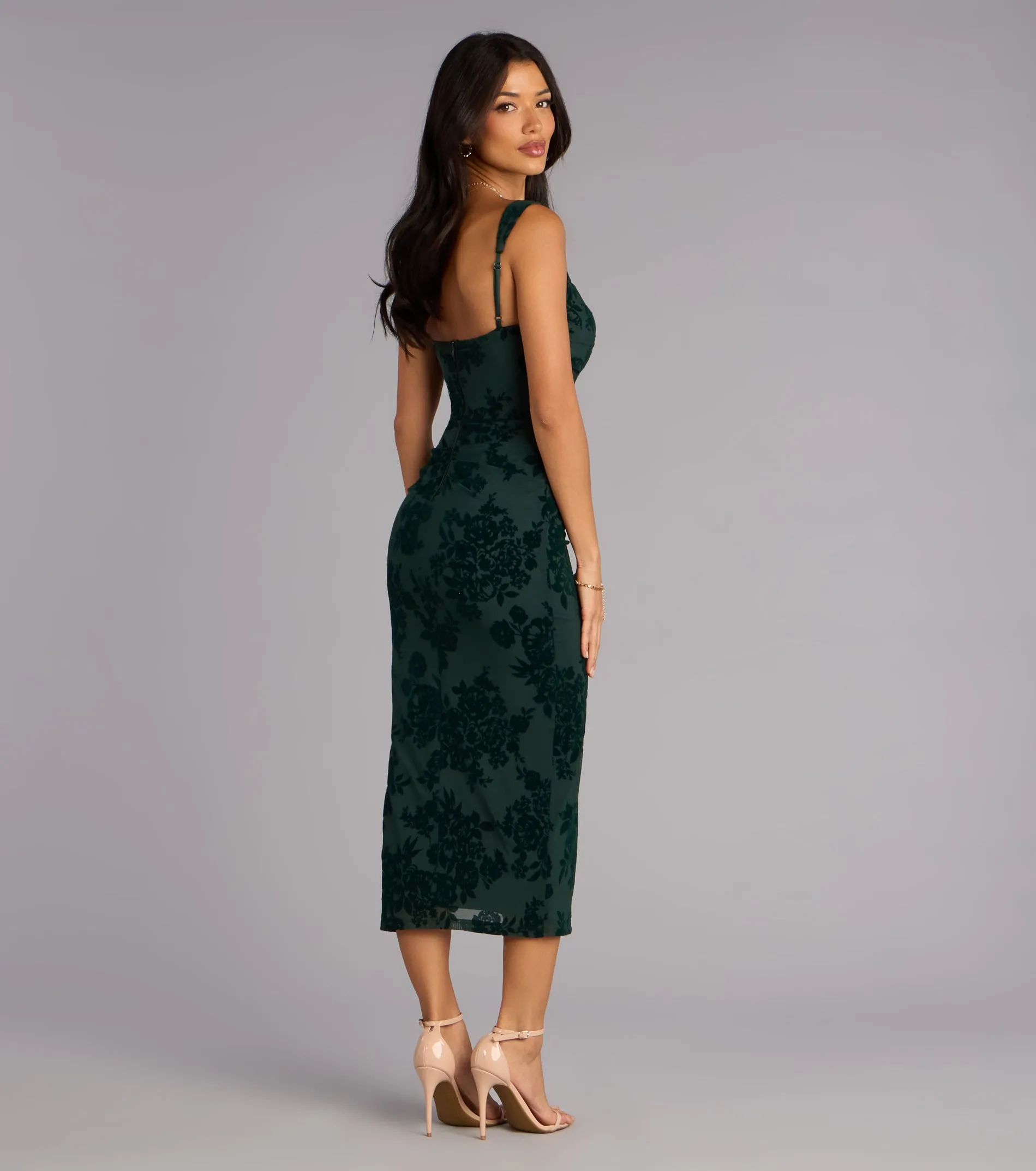Emme Flocked Velvet Midi Formal Dress sold by Windsor product image thumbnail 2