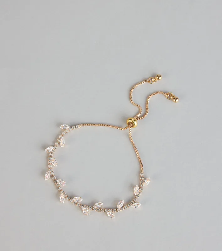 Delicate Bloom Rhinestone Leaf Bracelet sold by Windsor