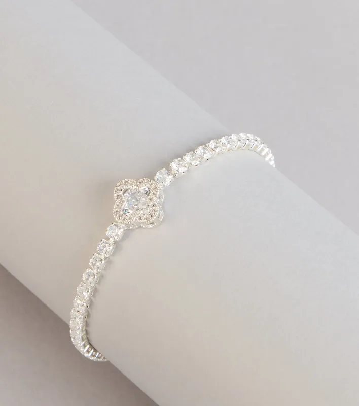 Luxe Charm Rhinestone Clover Tennis Bracelet sold by Windsor