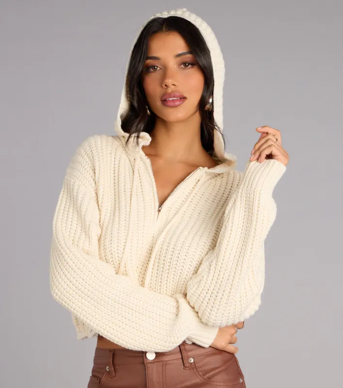 Keep It Chill Knit Crop Hoodie sold by Windsor