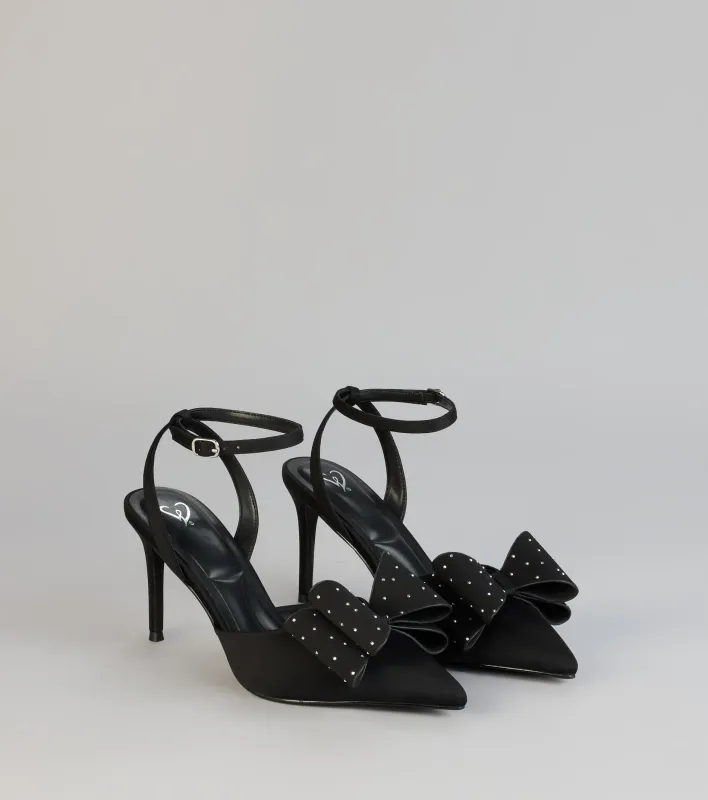 Glam Agenda Rhinestone Bow Pumps sold by Windsor