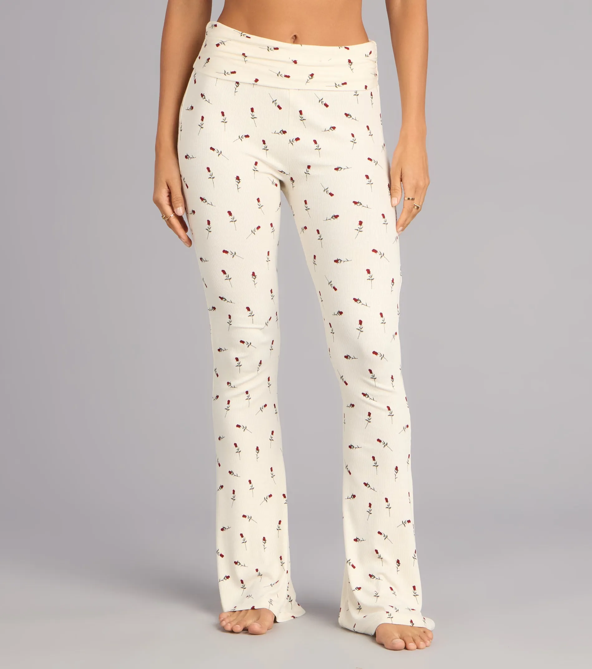 Cozy Bloom Rose Print Knit Pajama Pants sold by Windsor product image thumbnail 3
