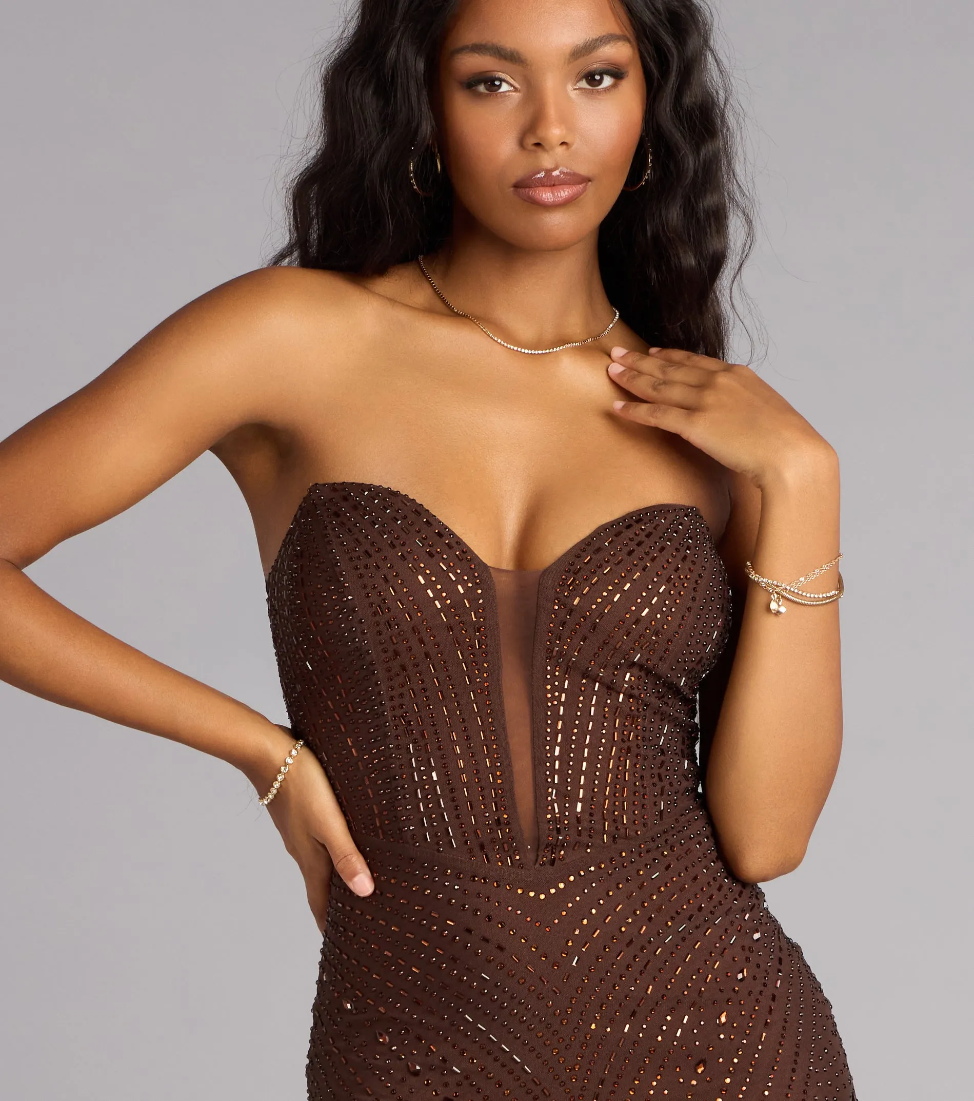 Kira Rhinestone Strapless Mini Dress sold by Windsor product image thumbnail 4