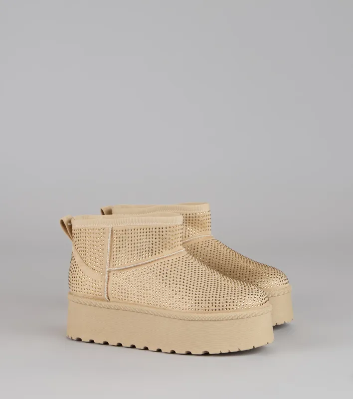 Snow Glow Platform Rhinestone Booties sold by Windsor