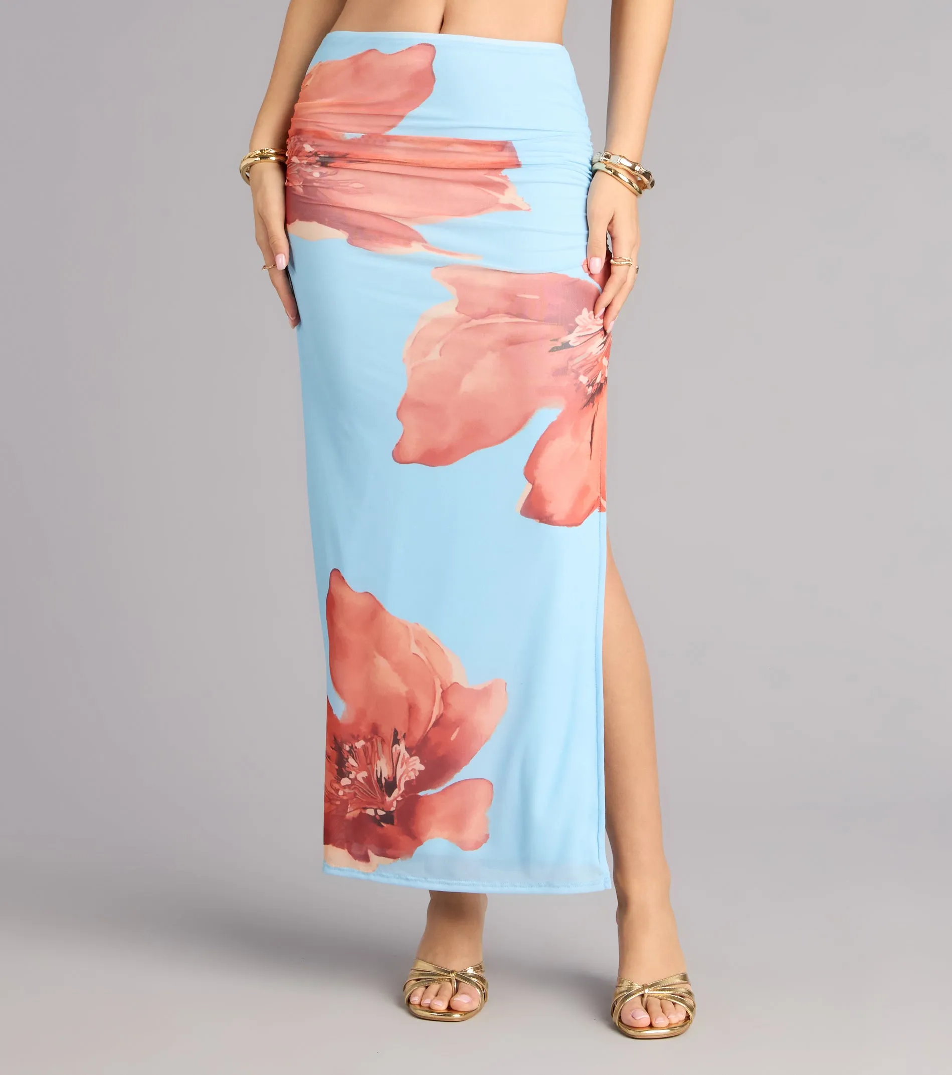 Vacay Bloom Floral Mesh Maxi Skirt sold by Windsor product image thumbnail 4