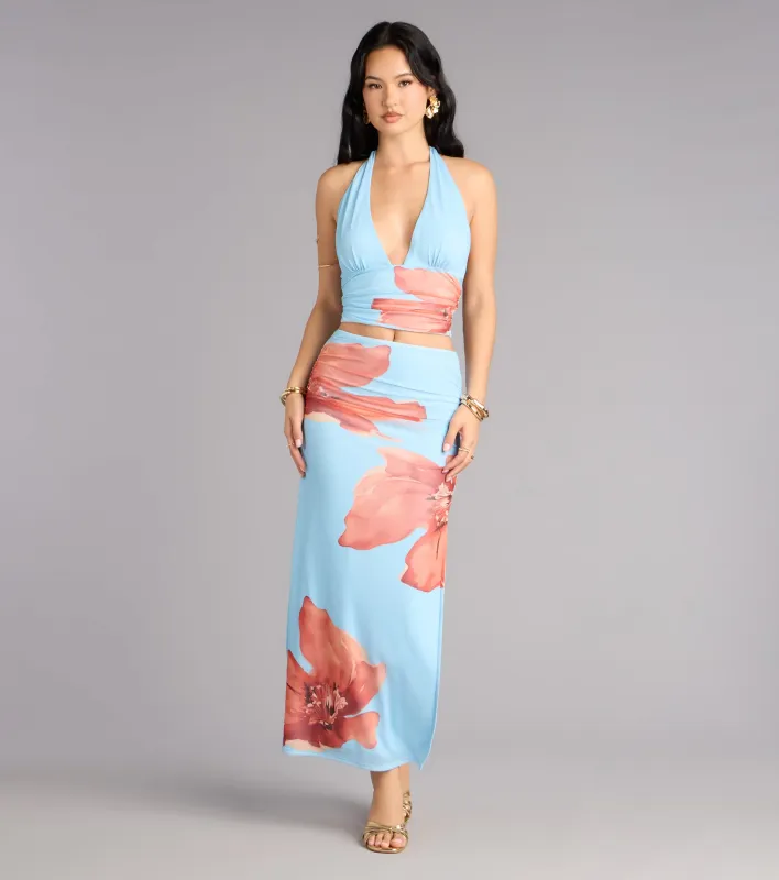 Vacay Bloom Floral Mesh Maxi Skirt sold by Windsor