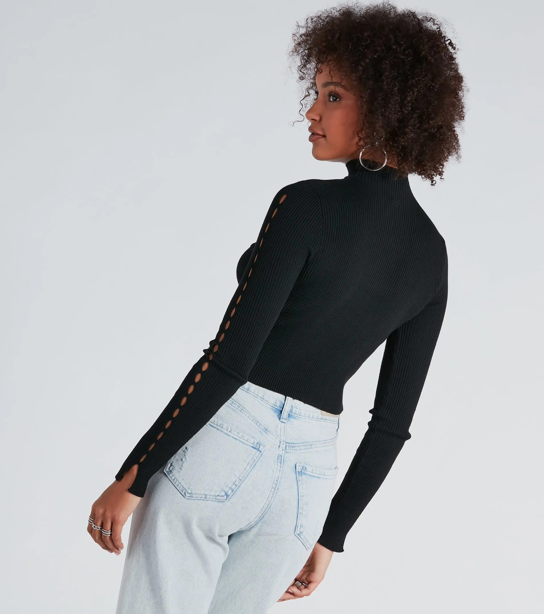 Chic Update Mock Neck Long Sleeve Crop Top sold by Windsor product image thumbnail 2