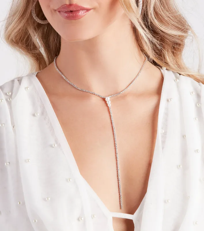 Simple Chic Glamour Rhinestone Lariat Necklace sold by Windsor