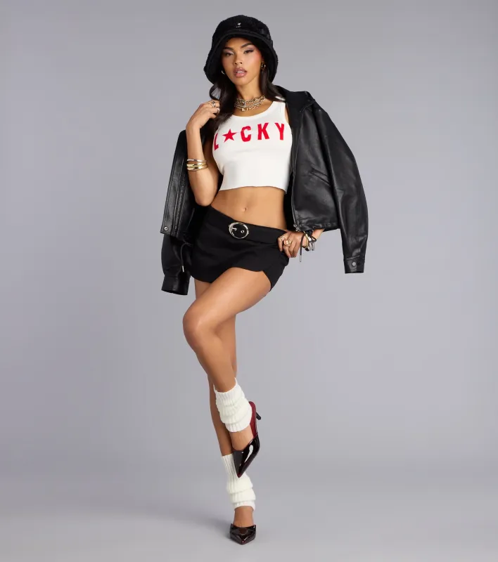 Chic Edge Belted Mini Skort sold by Windsor