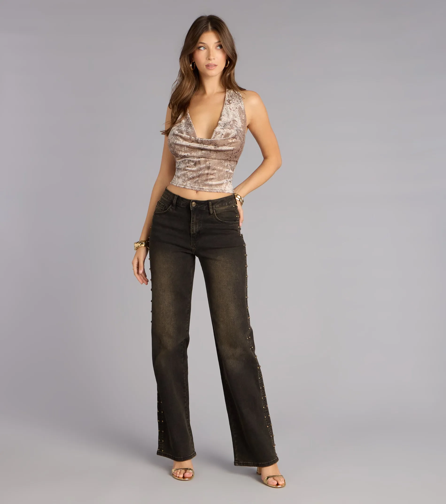 Main Event Snake Print Halter Crop Top sold by Windsor product image thumbnail 3