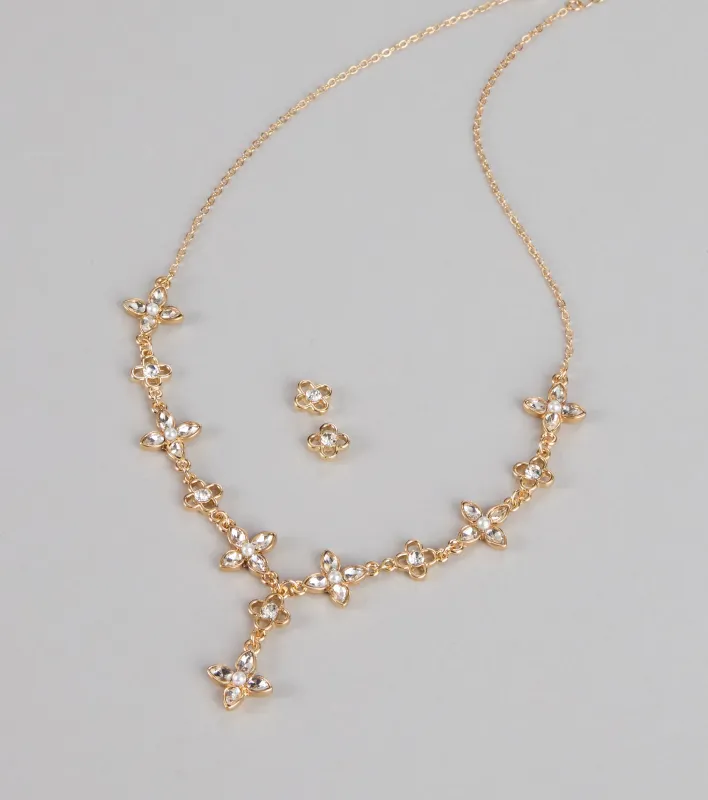 Petal Shimmer Rhinestone Jewelry Set sold by Windsor