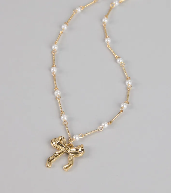 Sweet Pearl Bow Necklace sold by Windsor