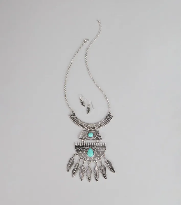 Boho Bloom Necklace And Earrings Set sold by Windsor