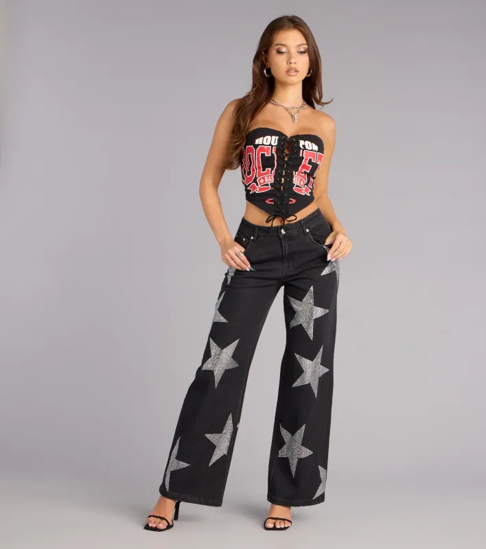 Midnight Stardust Rhinestone Denim Jeans sold by Windsor