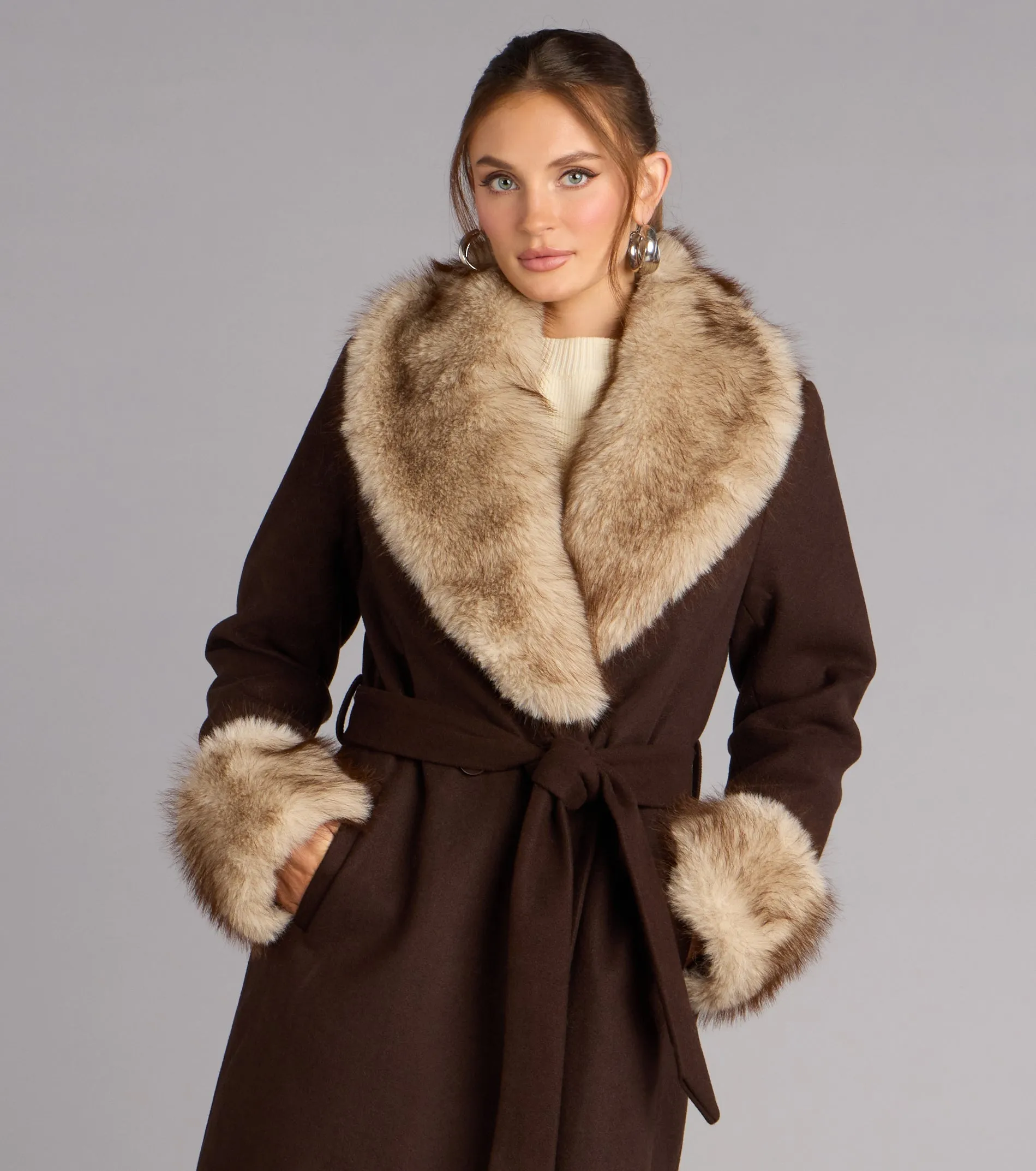 Glam It Girl Removable Fur Wool Coat sold by Windsor product image thumbnail 3