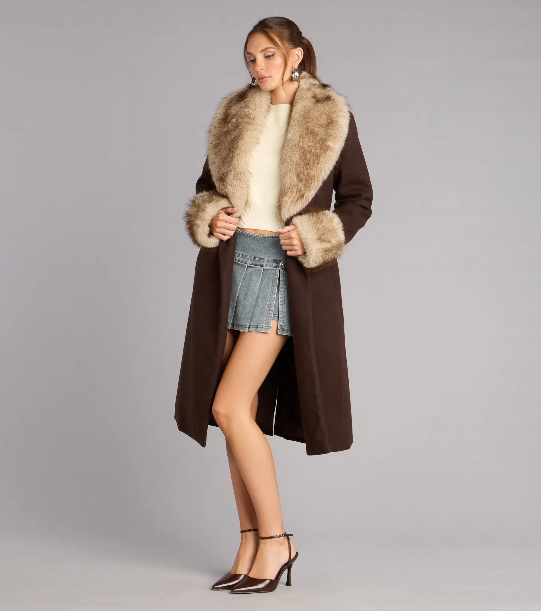 Glam It Girl Removable Fur Wool Coat sold by Windsor product image thumbnail 4