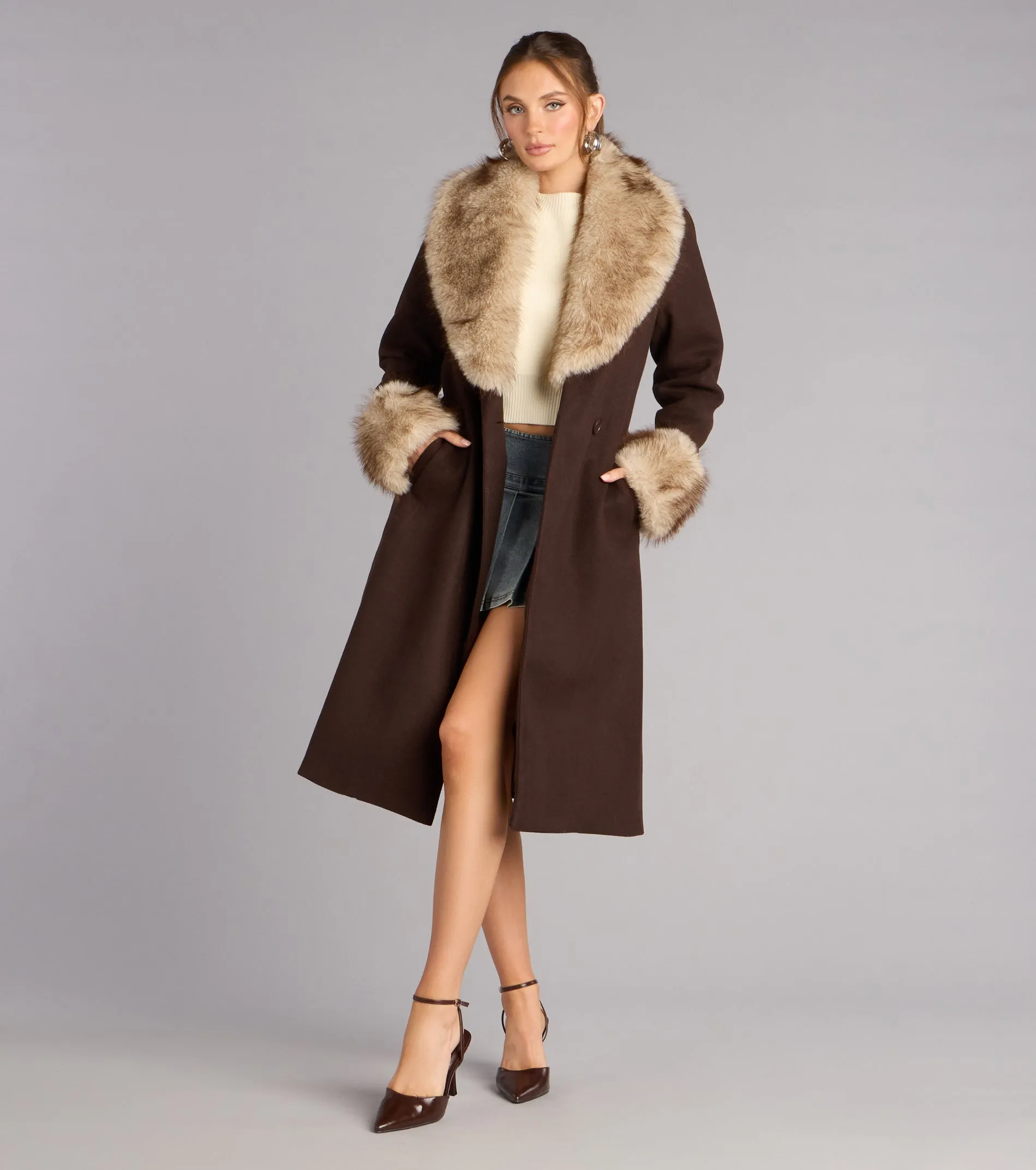 Glam It Girl Removable Fur Wool Coat sold by Windsor