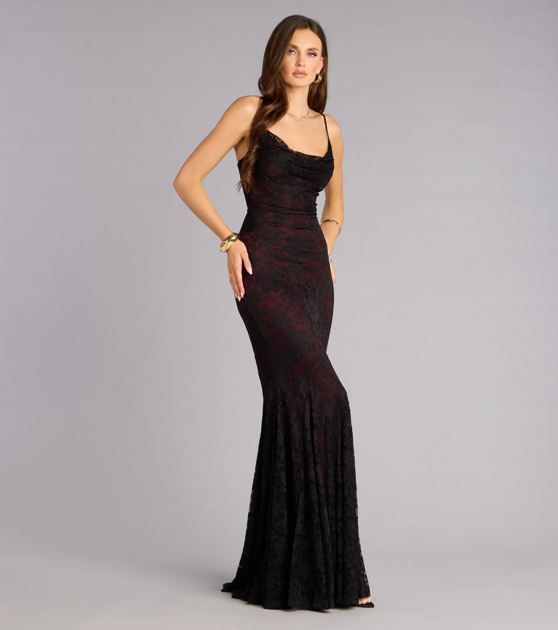 Ellianna Lace Cowl Neck Mermaid Dress sold by Windsor product image thumbnail 4