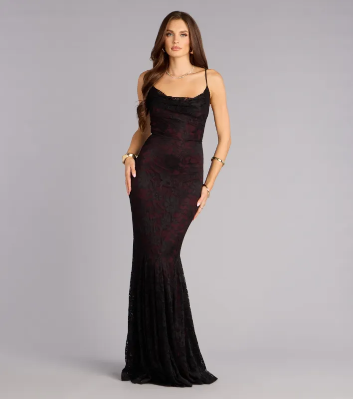 Ellianna Lace Cowl Neck Mermaid Dress sold by Windsor