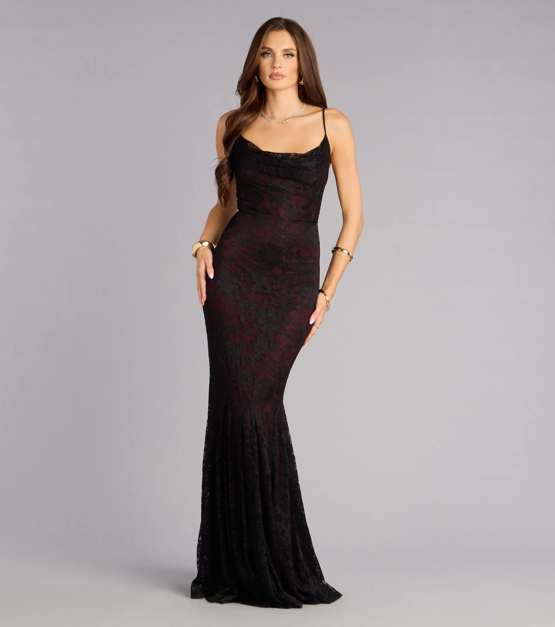 Ellianna Lace Cowl Neck Mermaid Dress sold by Windsor
