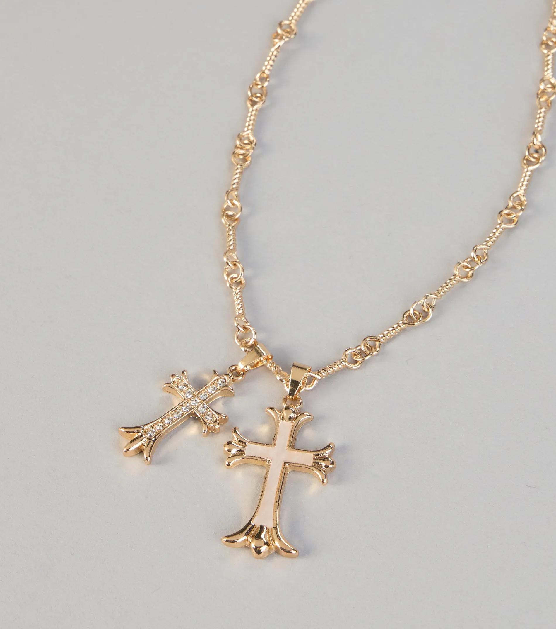 Layered Faith Double Cross Necklace sold by Windsor product image thumbnail 2