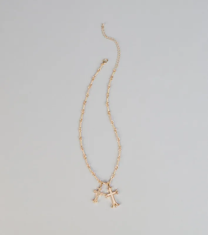 Layered Faith Double Cross Necklace sold by Windsor