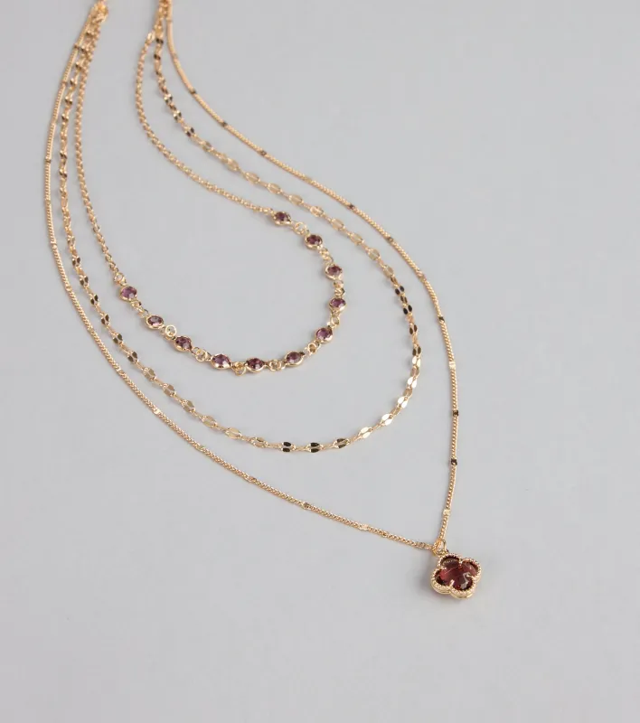 Clover Glow Dainty Layered Chain Necklace sold by Windsor