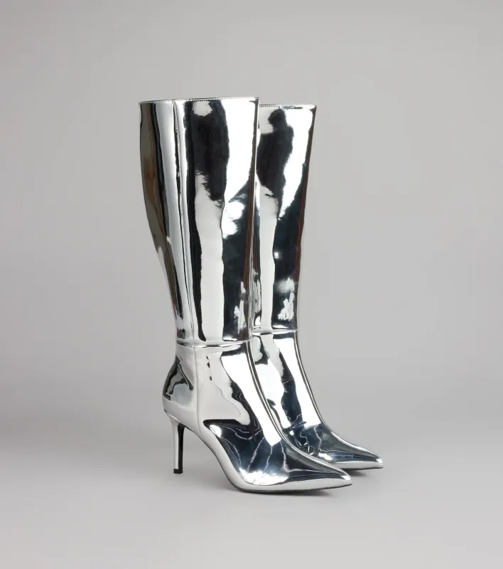 Galaxy Girl Mirror Metallic Knee Boots sold by Windsor