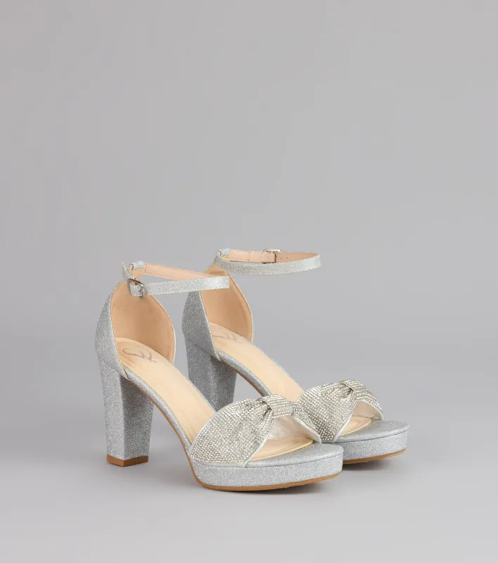 Glam Encore Rhinestone Bow Heels sold by Windsor