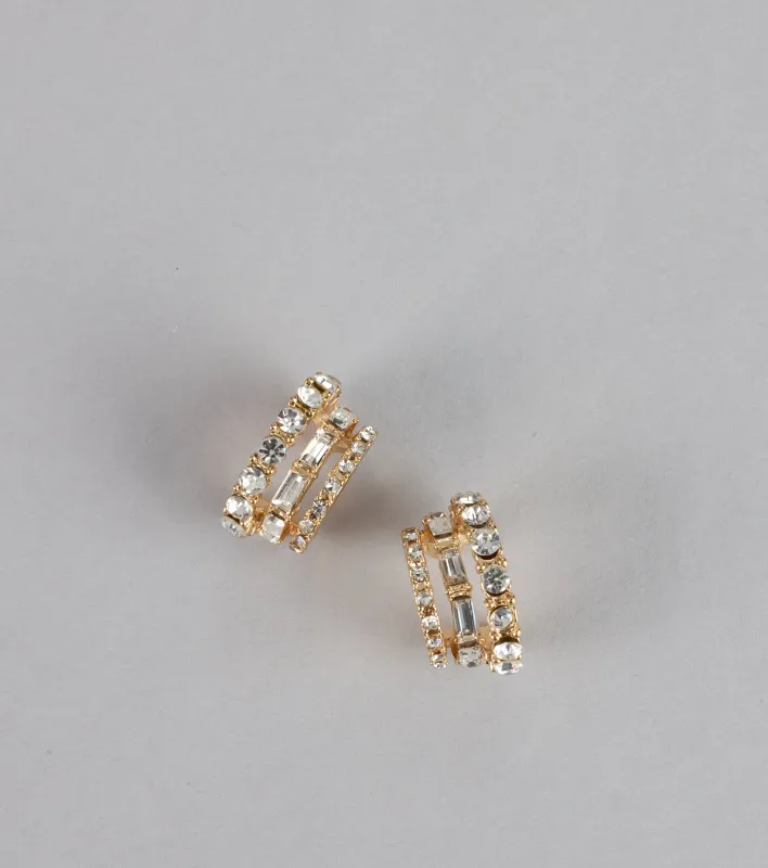 Double Glam Rhinestone Hoop Earrings sold by Windsor