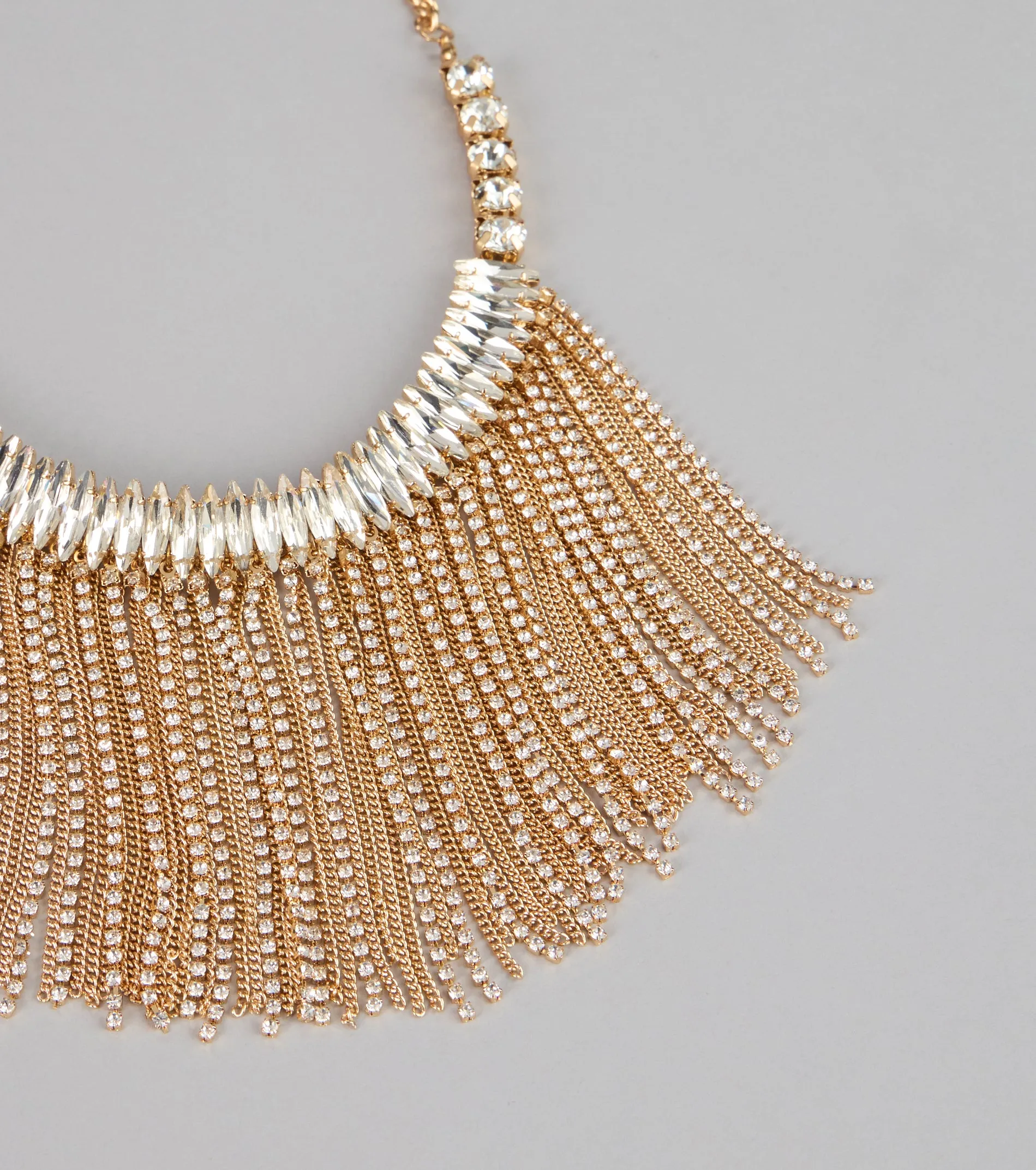 Glam Sweep Rhinestone Fringe Necklace sold by Windsor product image thumbnail 2