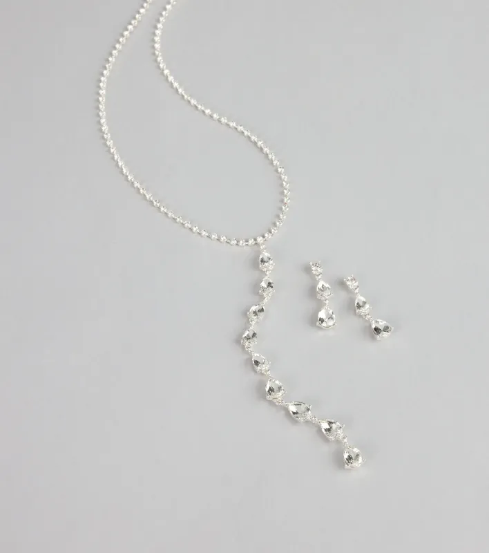 Crystal Drip Necklace And Earrings Set sold by Windsor