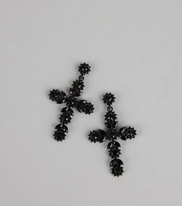 Dark Glam Statement Cross Earrings sold by Windsor