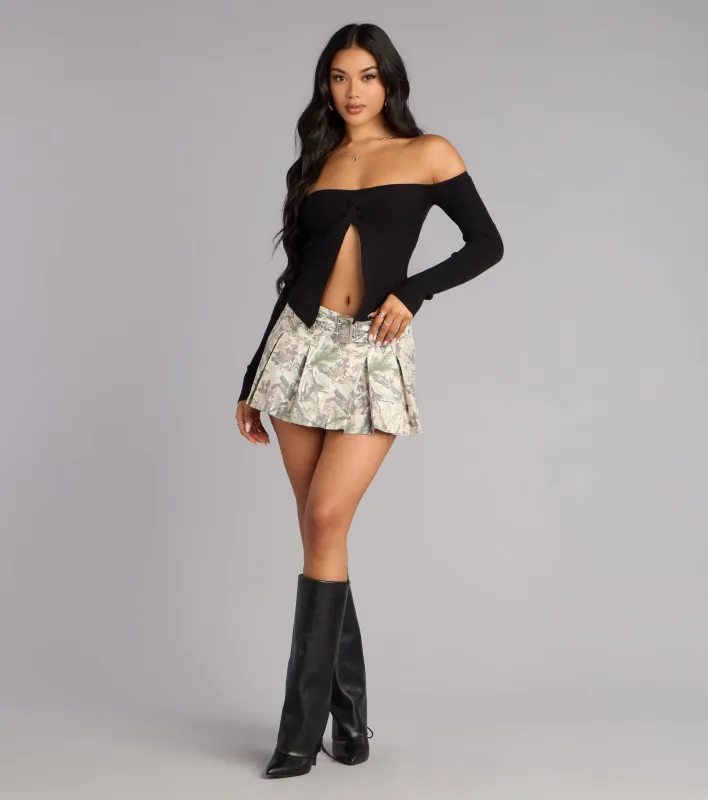 Wild Side Belted Camo Pleated Skort sold by Windsor