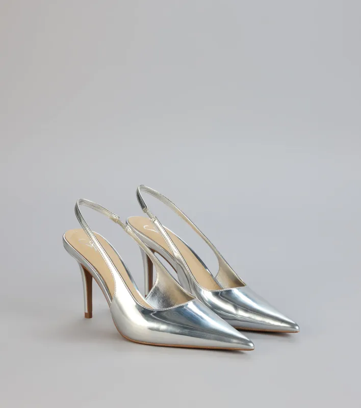 Mirror Finish Metallic Slingback Pumps sold by Windsor