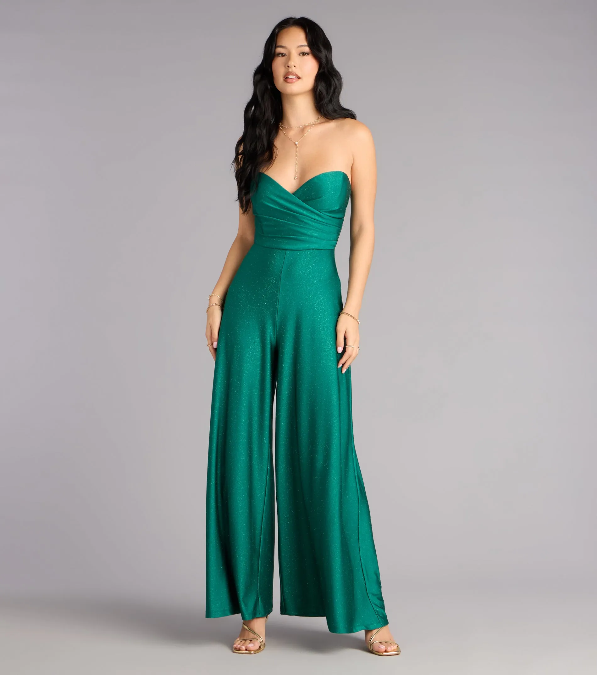 Starlit Satin Strapless Wide-Leg Jumpsuit sold by Windsor