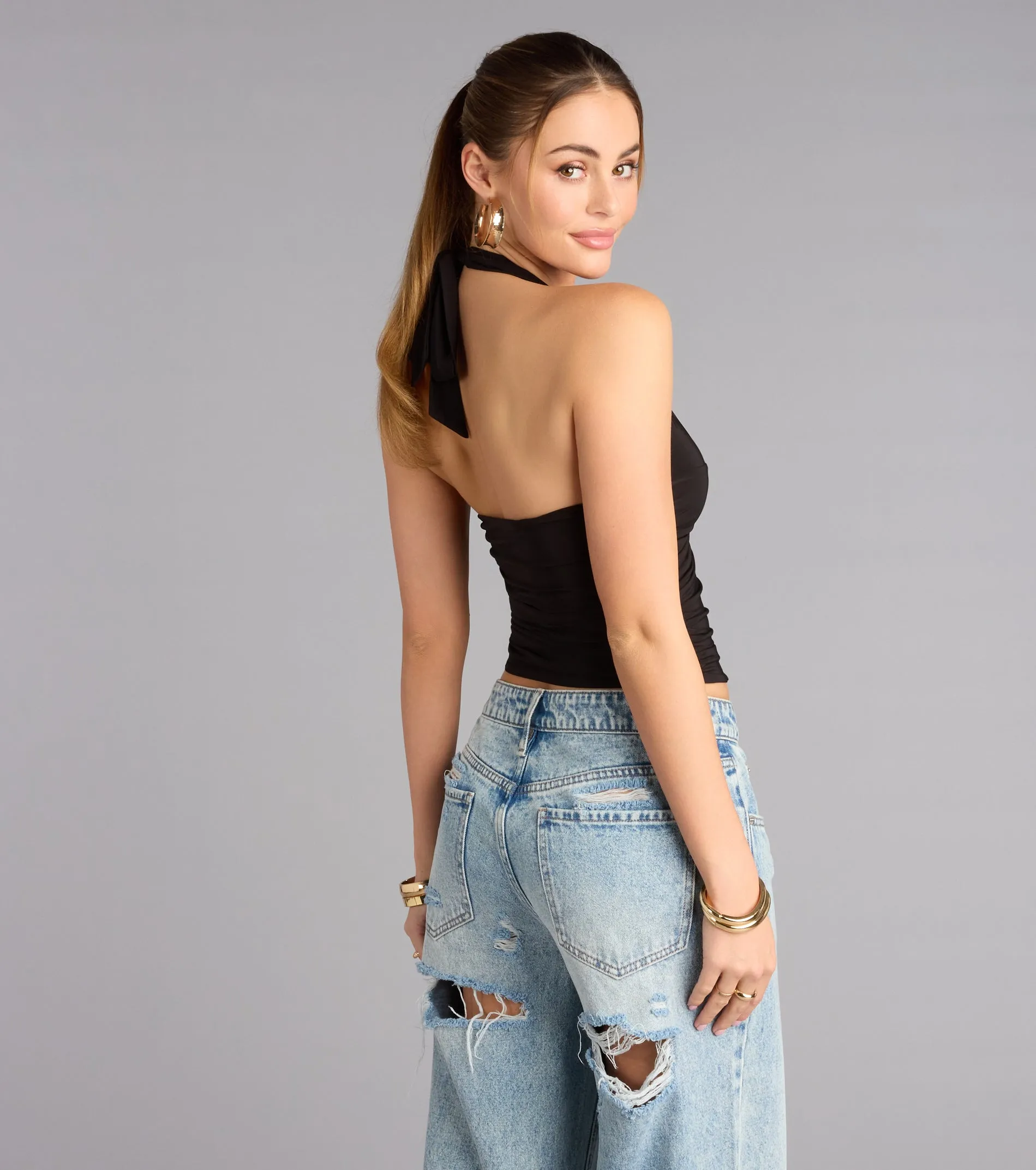 On Repeat Tie Back Halter Top sold by Windsor product image thumbnail 2