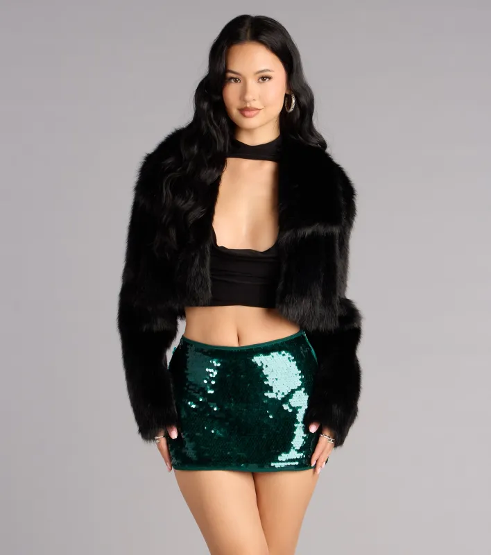 High Shine Sequin Mini Skort sold by Windsor