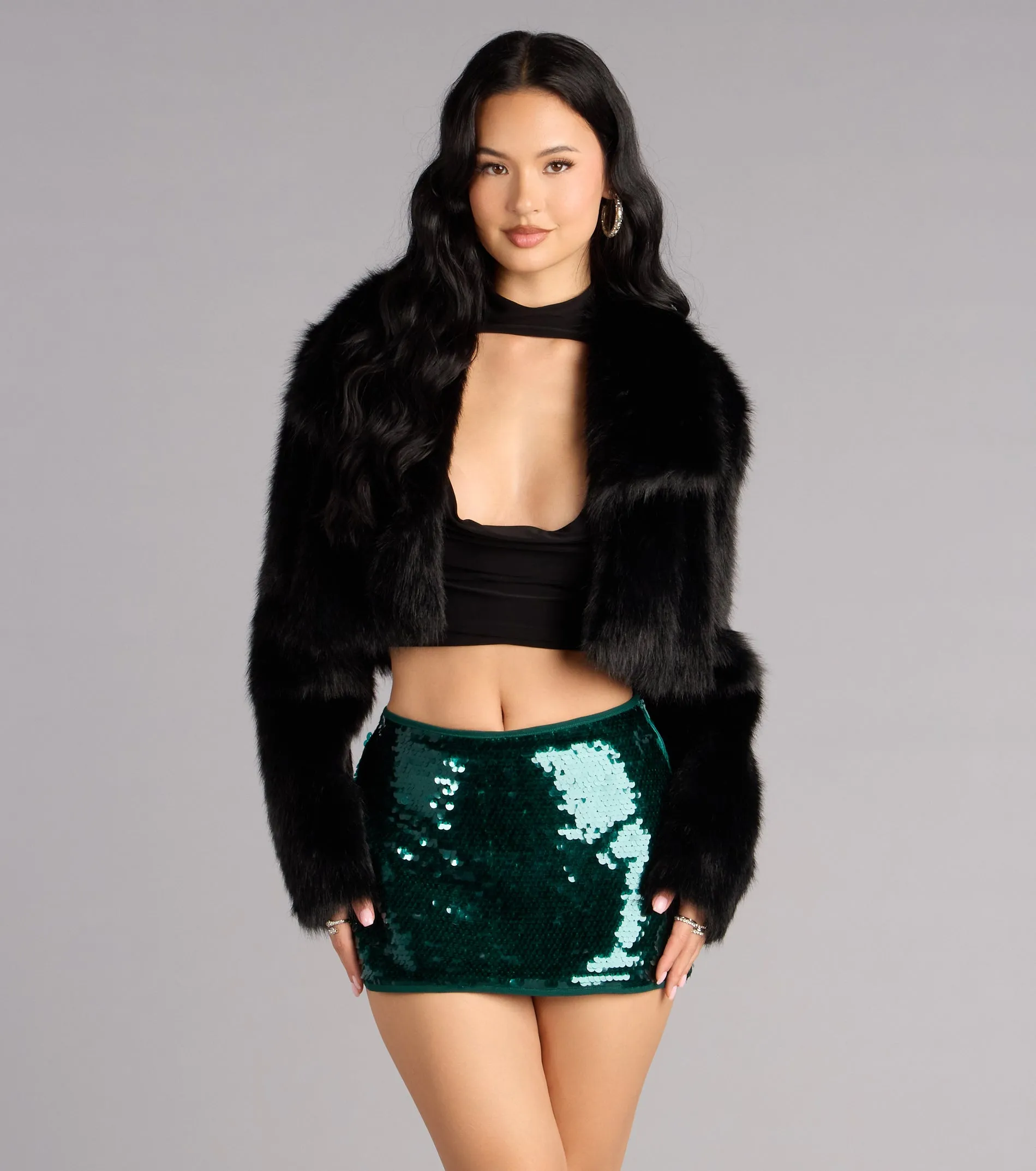 High Shine Sequin Mini Skort sold by Windsor